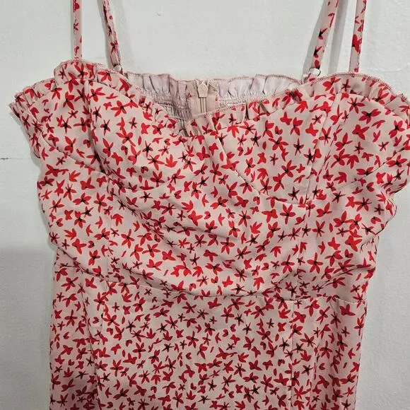 Princess Poly Deniz Pink Mini Dress Ruffle Floral Spaghetti Straps Size Small/6 - Picture 3 of 7